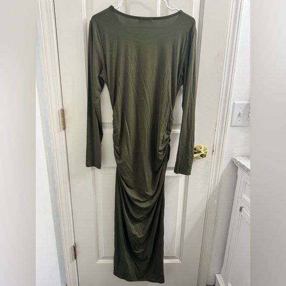 Elegant Maternity Olive Green Maxi Dress - Picture 9 of 9